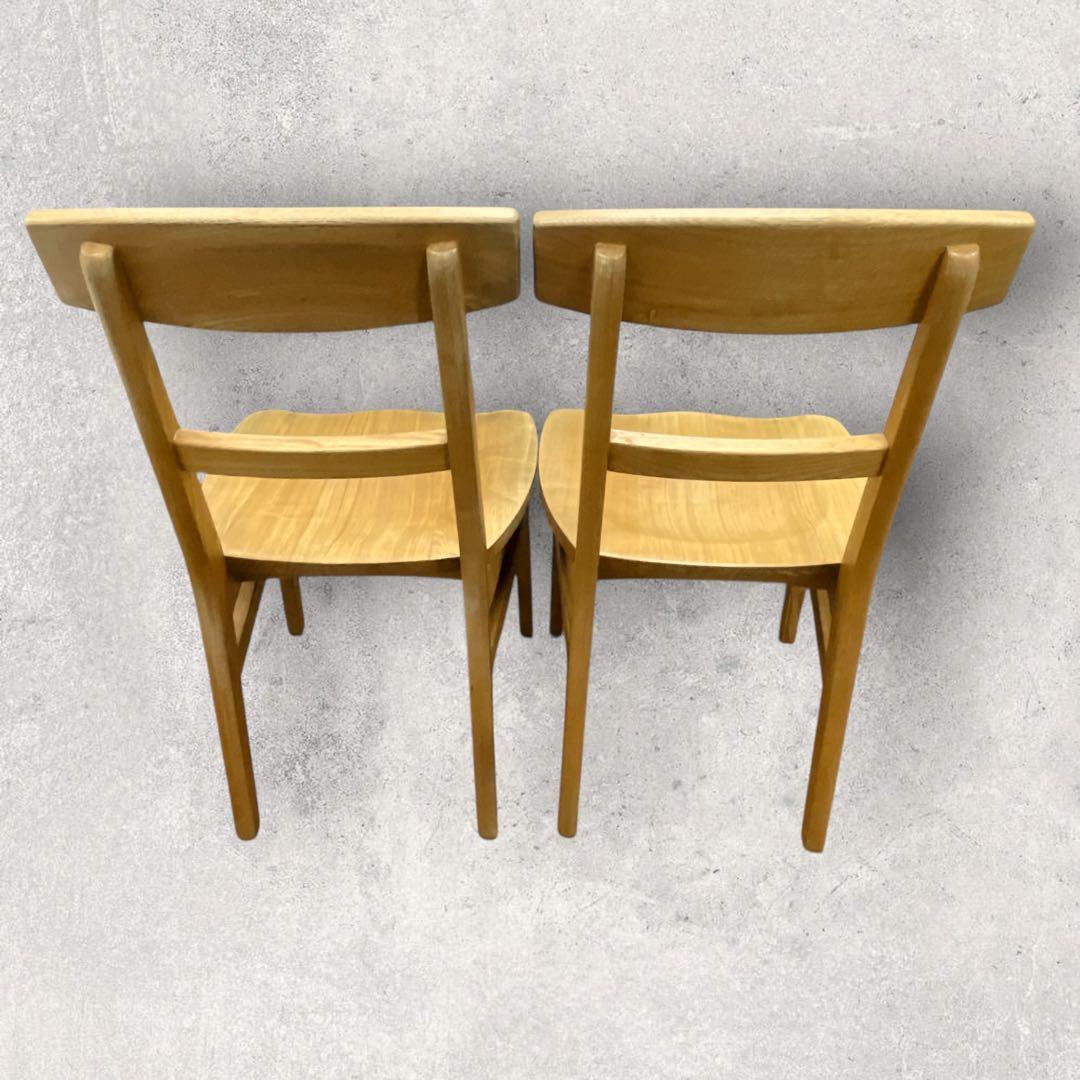 ダイニングチェア　2脚セット　オーク　木製　カリモク　無印　ナチュラル