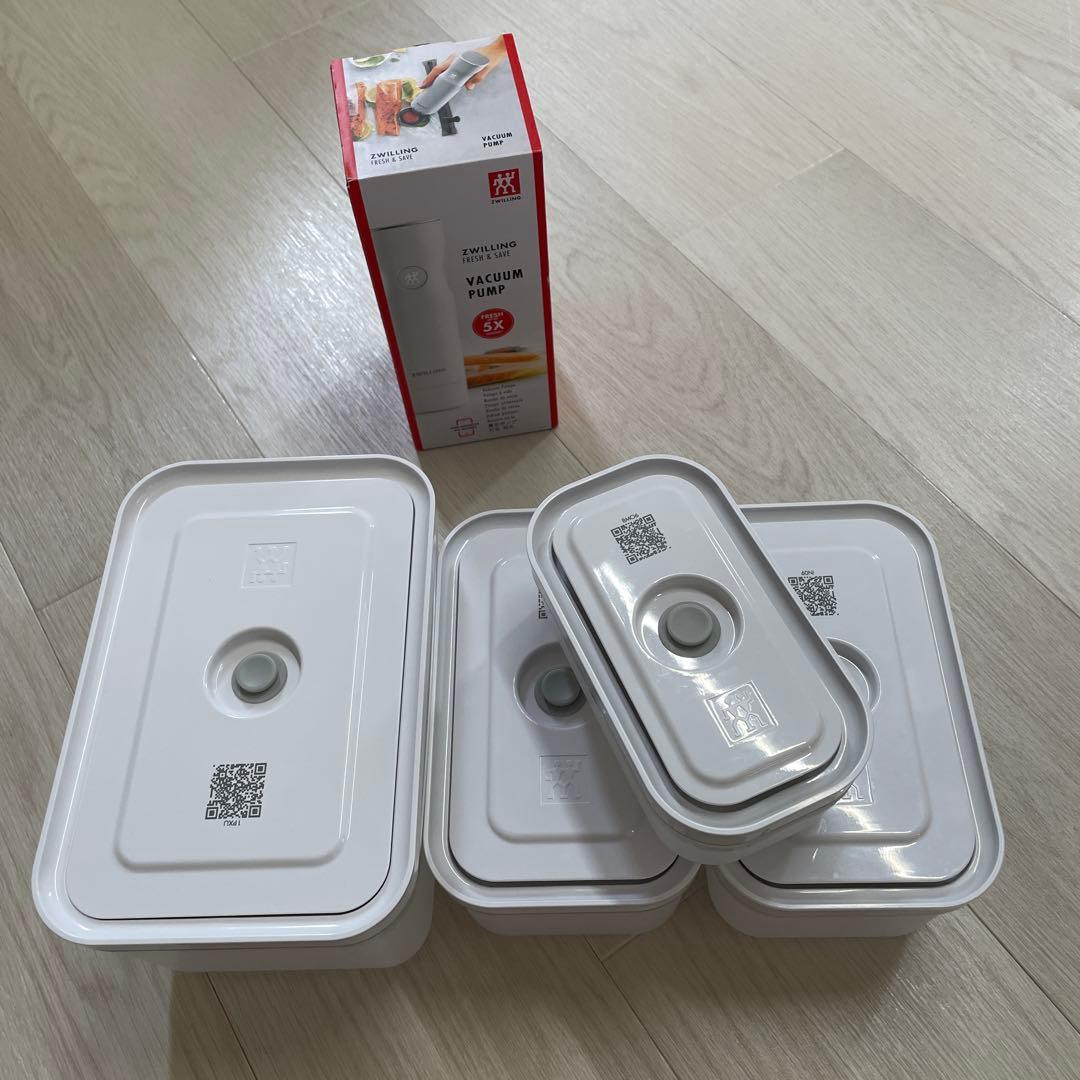 ZWILLING 真空ポンプ本体 真空保存容器 4個セット付き
