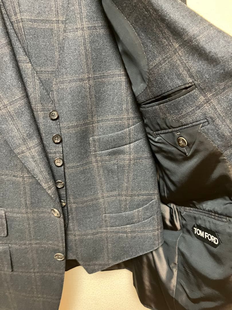 TOM FORD チェック柄ジャケット グレー