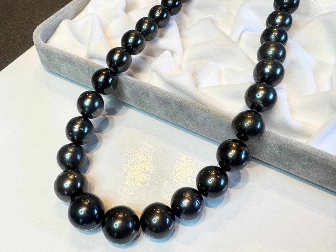 大粒 黒蝶真珠 ネックレス 鑑別書付き 10.5〜13.5mm 本真珠