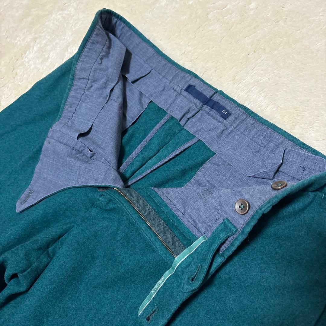 新品タグ付き INCOTEX スリムフィットウールスラックスパンツ グリーン54