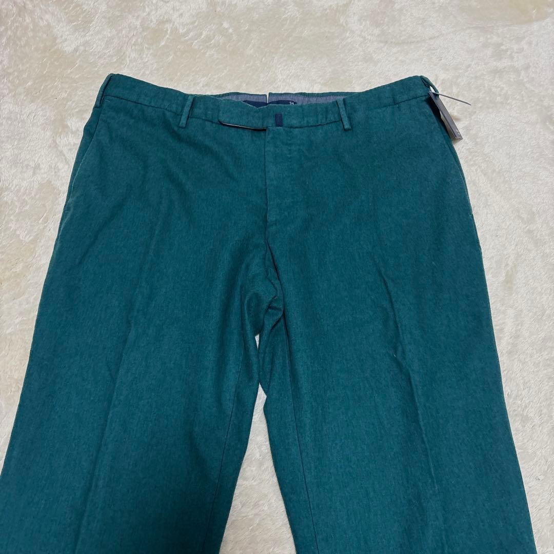 新品タグ付き INCOTEX スリムフィットウールスラックスパンツ グリーン54