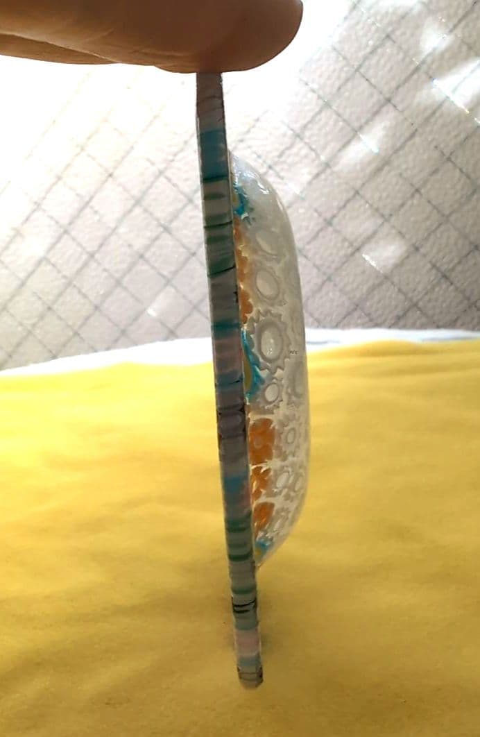 ミルフィオリ　中古　八角形 ガラス皿 多色 花模様