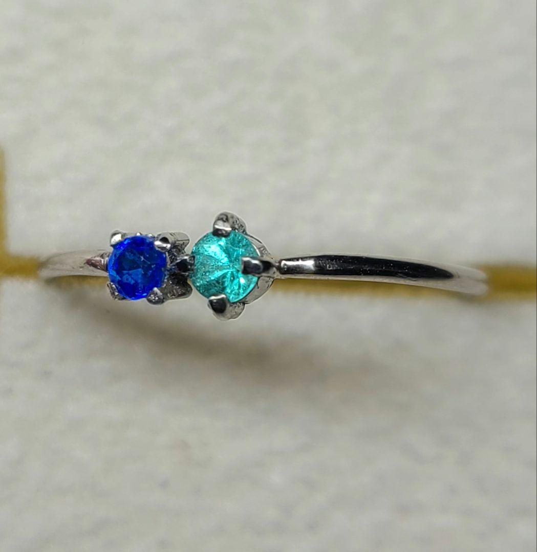 素晴らしい共演!!★バターリャパライバトルマリン&アウイナイトリングPt900★