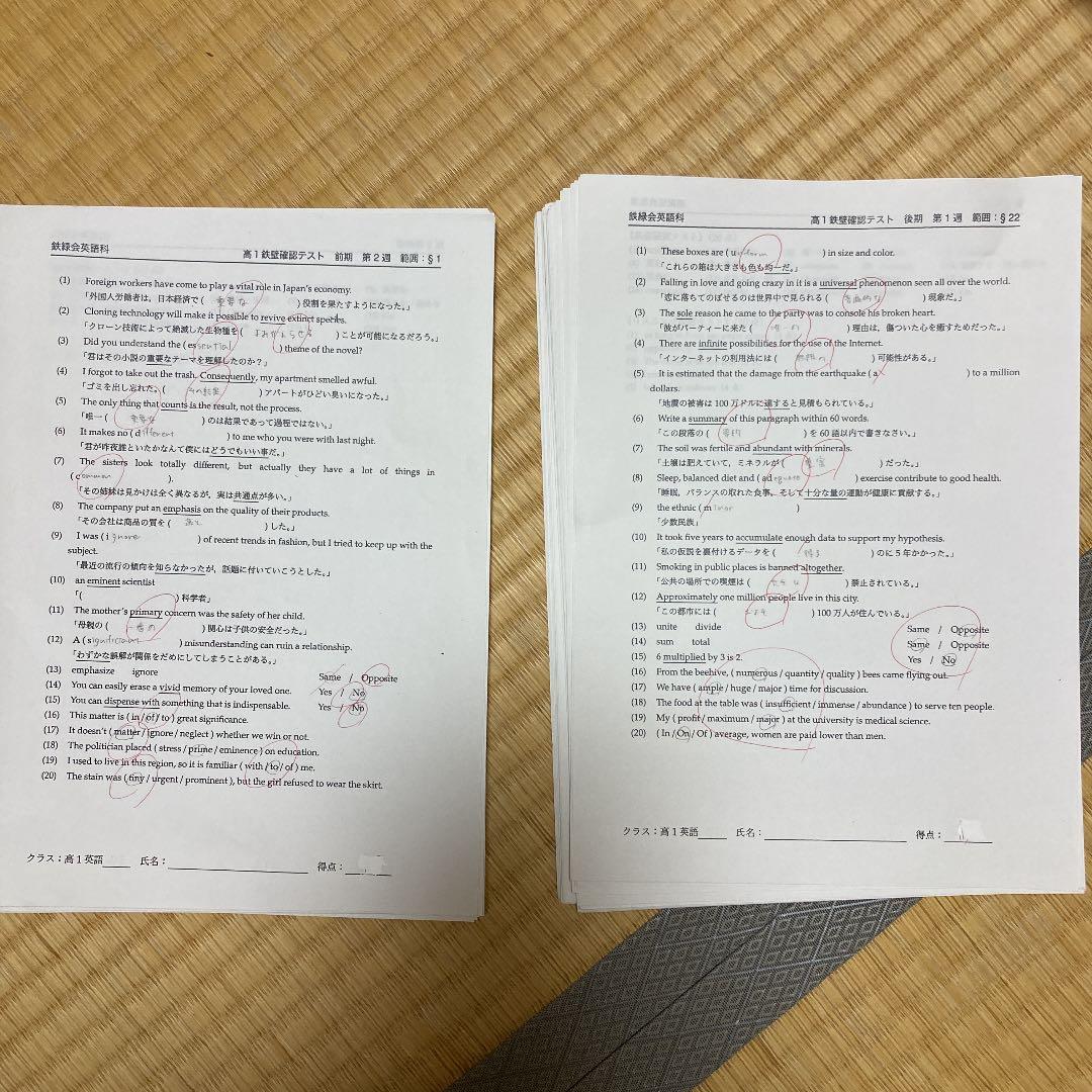 鉄緑会　高1英語テキスト、資料、CD