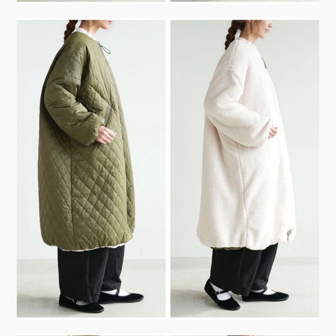 【年末年始セール】solamonat poche リバーシブルボアコート　カーキ