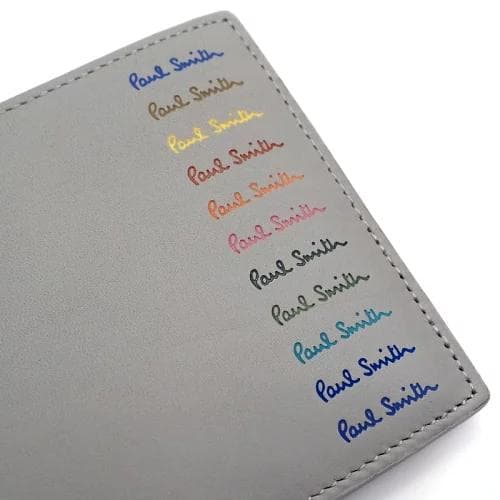 B06590 新品 Paul Smith マルチカラーロゴ 折り財布 グレー