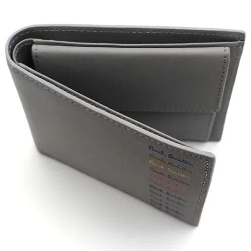 B06590 新品 Paul Smith マルチカラーロゴ 折り財布 グレー