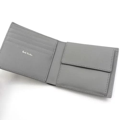 B06590 新品 Paul Smith マルチカラーロゴ 折り財布 グレー