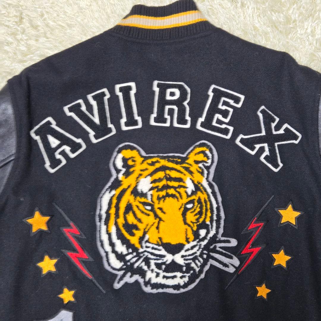 激レア　アヴィレックス　M　虎　バーシティ　レザージャケット　スタジャン　黒
