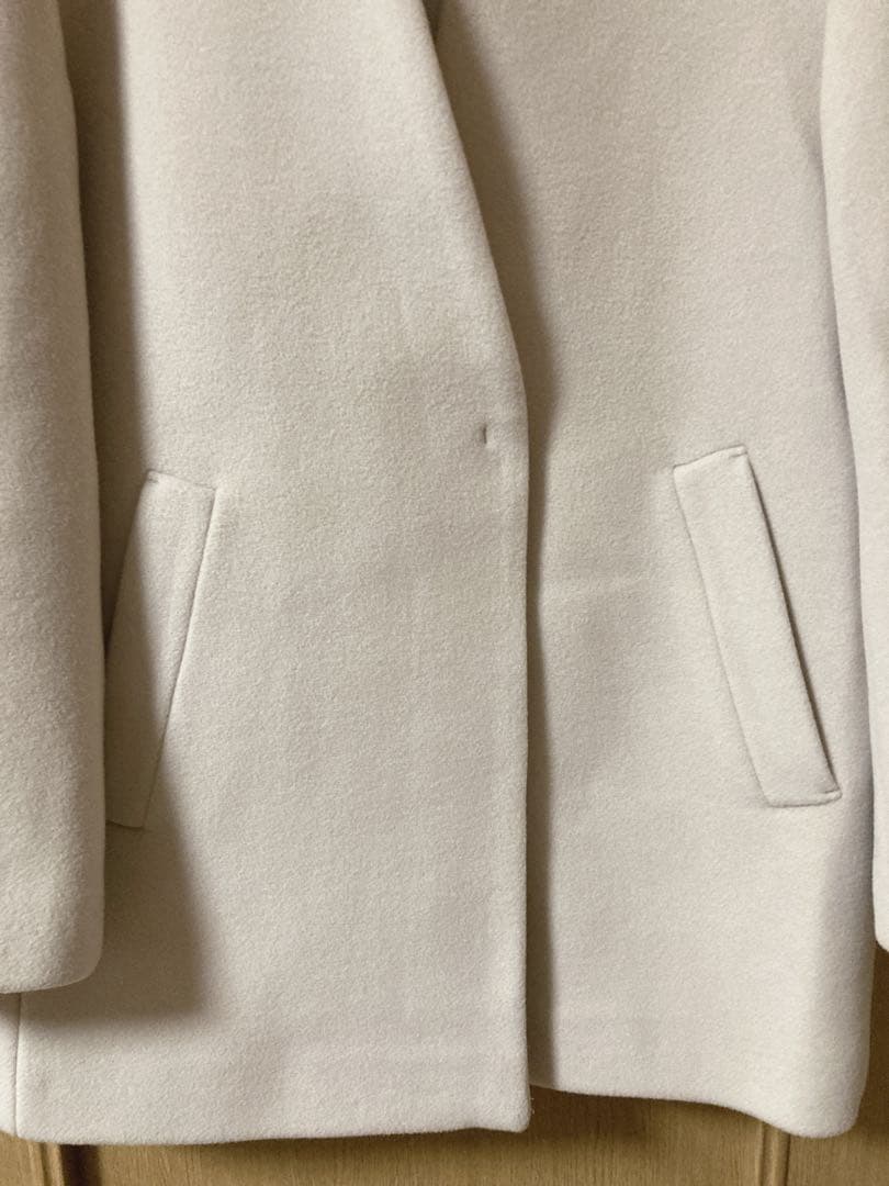 23区　ダブルクロスベロア Vカラーコート　ライトベージュ系　38 M サイズ