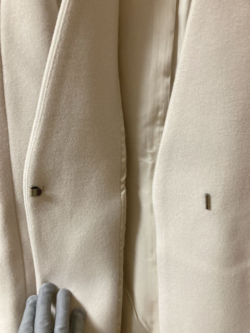 23区　ダブルクロスベロア Vカラーコート　ライトベージュ系　38 M サイズ