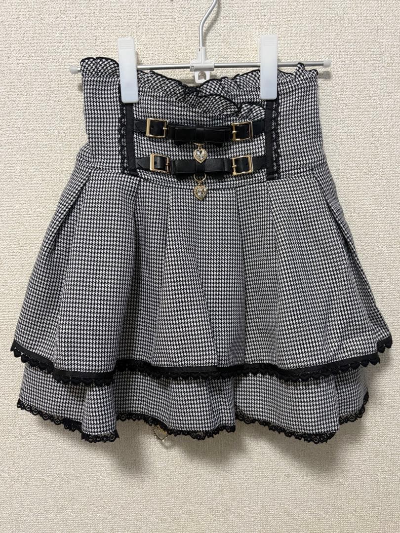 LIZLISA 2連リボンベルトスカパン ブラックチェック