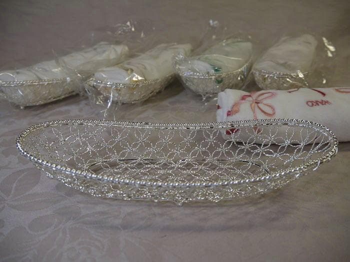 値下！銀座和光　WAKO 銀細工おしぼりトレイハンドタオルセット５客未使用超美品