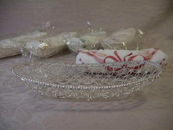 値下！銀座和光　WAKO 銀細工おしぼりトレイハンドタオルセット５客未使用超美品