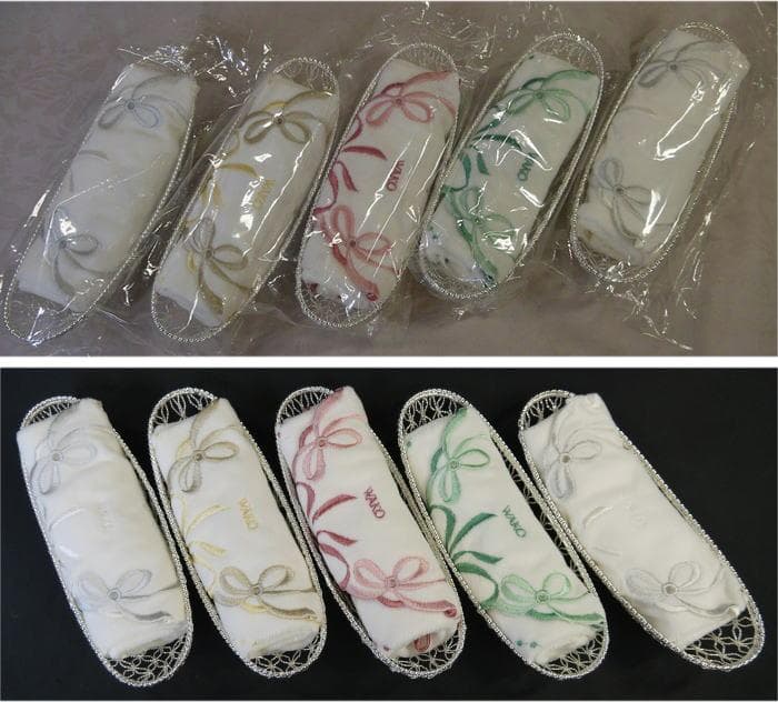 値下！銀座和光　WAKO 銀細工おしぼりトレイハンドタオルセット５客未使用超美品