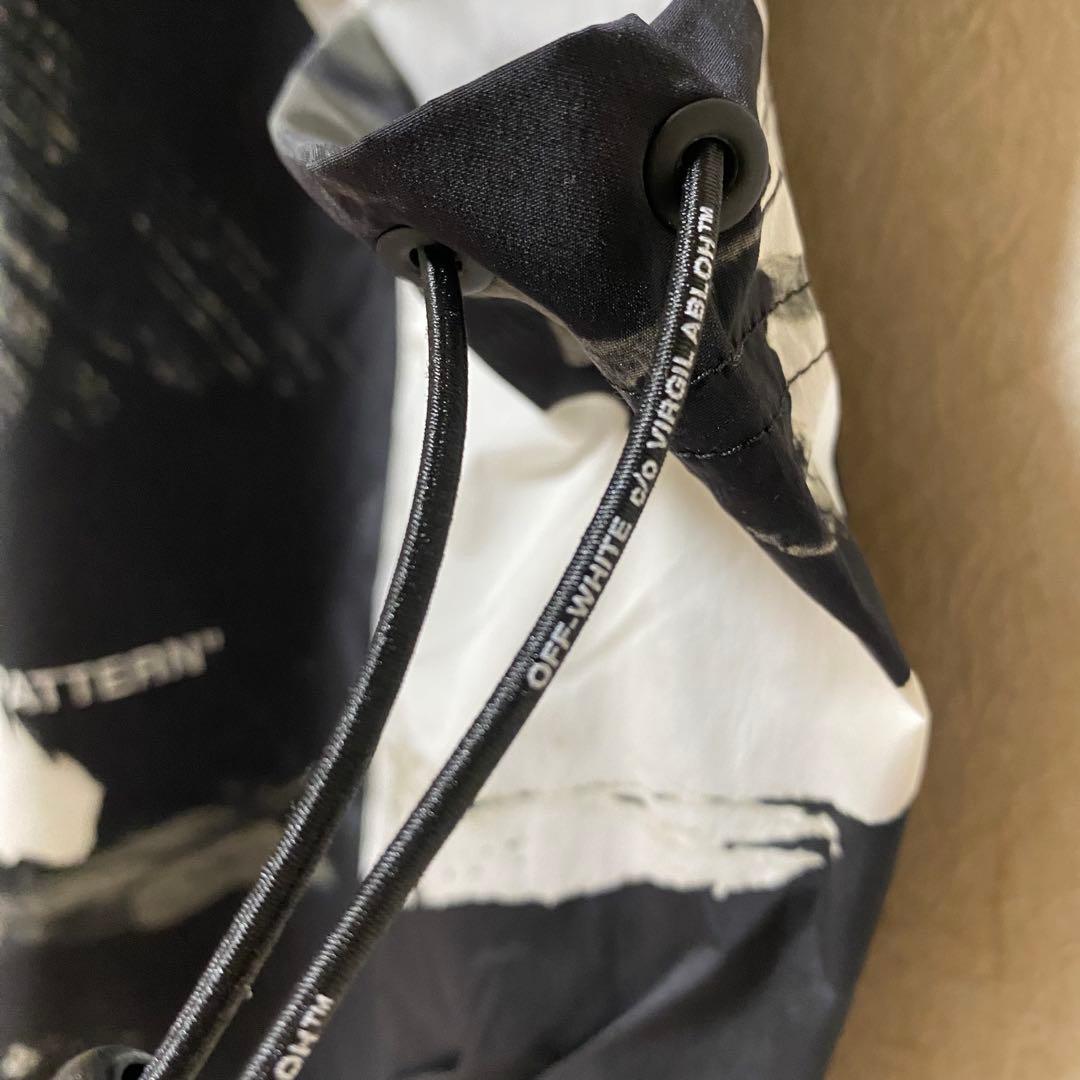 【新品】off-white ナイロンカーゴパンツ　ストーンウォッシュ柄　ブラック