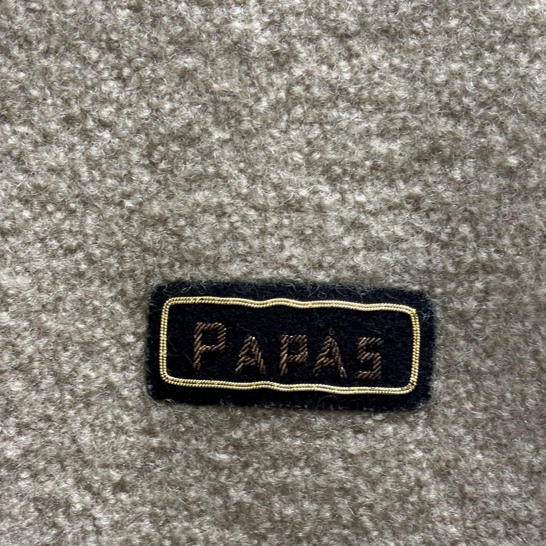 美品　Papas ウールコート　フリースジャケット ベージュ　くるみボタン