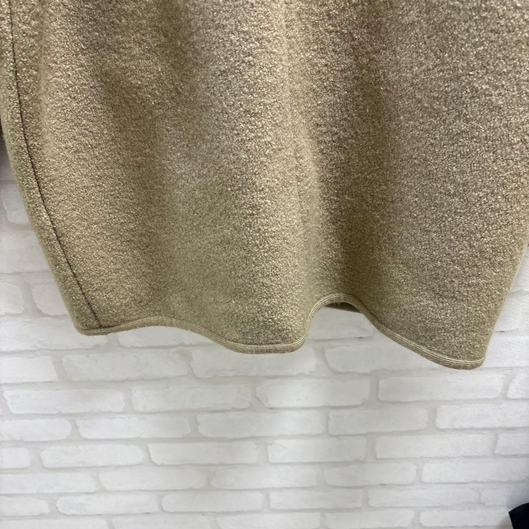 美品　Papas ウールコート　フリースジャケット ベージュ　くるみボタン