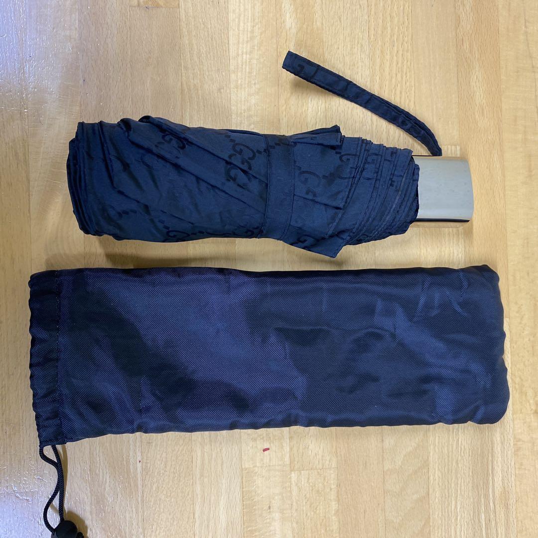 ★極美品★Gucci 折りたたみ傘 ブラックGGパターン ケース付き グッチ