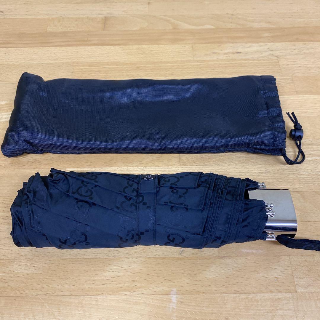 ★極美品★Gucci 折りたたみ傘 ブラックGGパターン ケース付き グッチ
