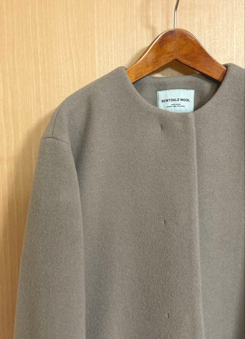 ☆美品☆グリーンレーベルリラクシング定価35,200円23AWノーカラーコート