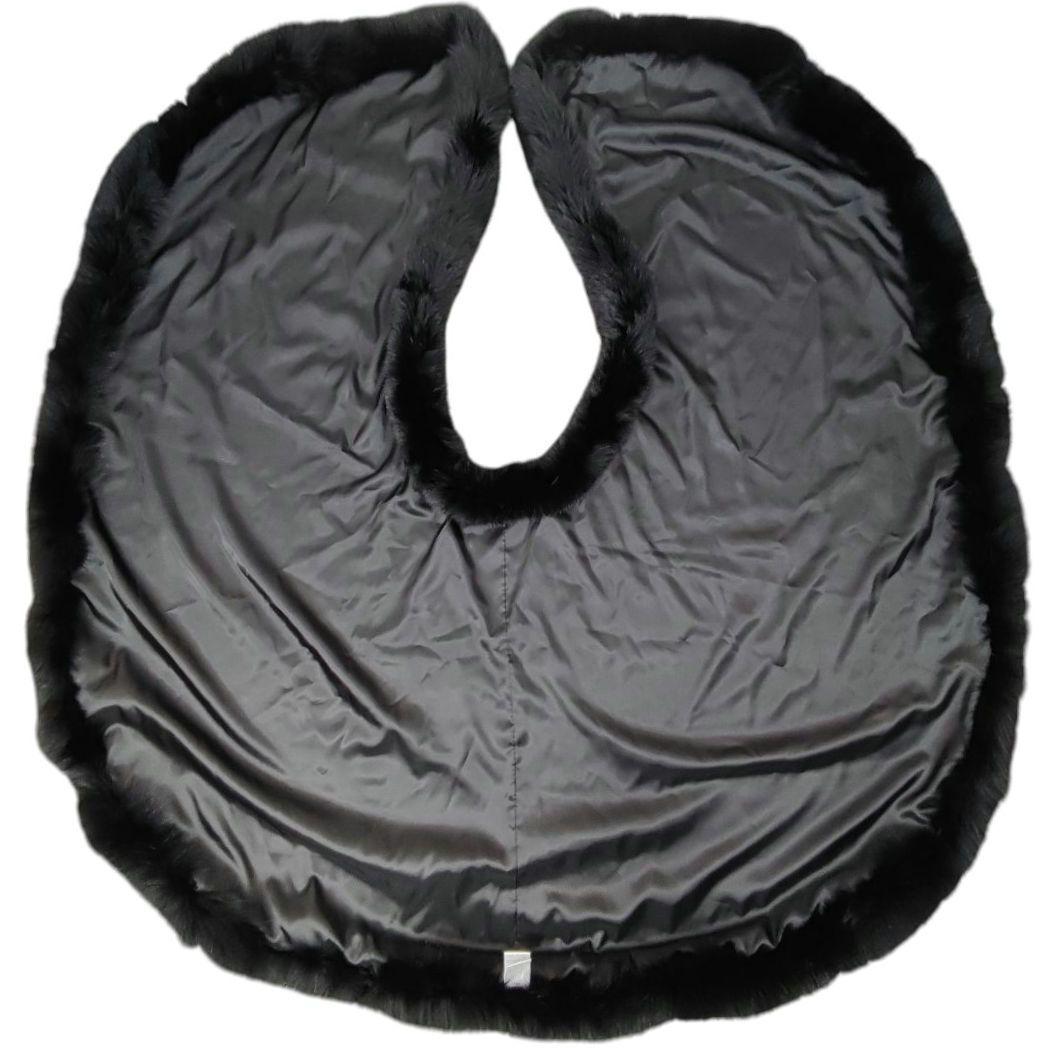 美品　SAGA FURS　ケープ　カシミヤ × 染めブルーフォックス　ブラック