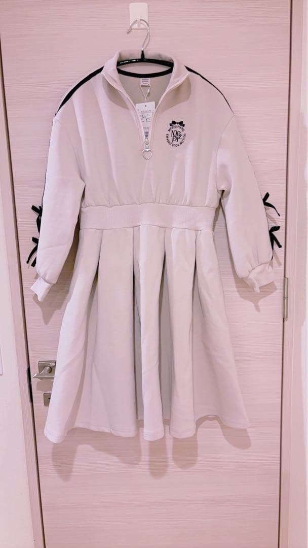 メゾピアノジュニア ハーフジップサイドリボンワンピース