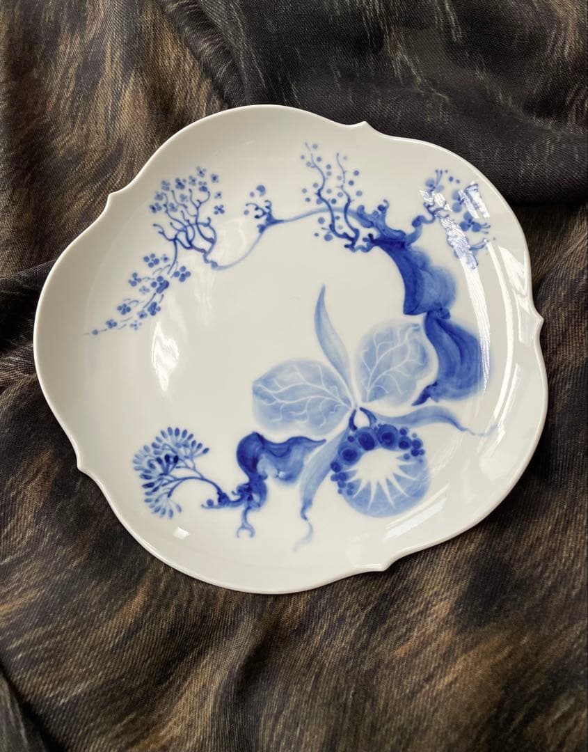 マイセン ブルーオーキッド ケーキ皿　18、5センチ　１枚