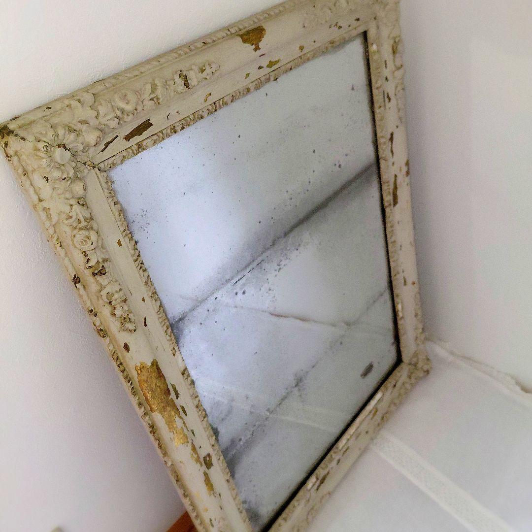 売り尽くし！フランスアンティークミラー 花模様付き