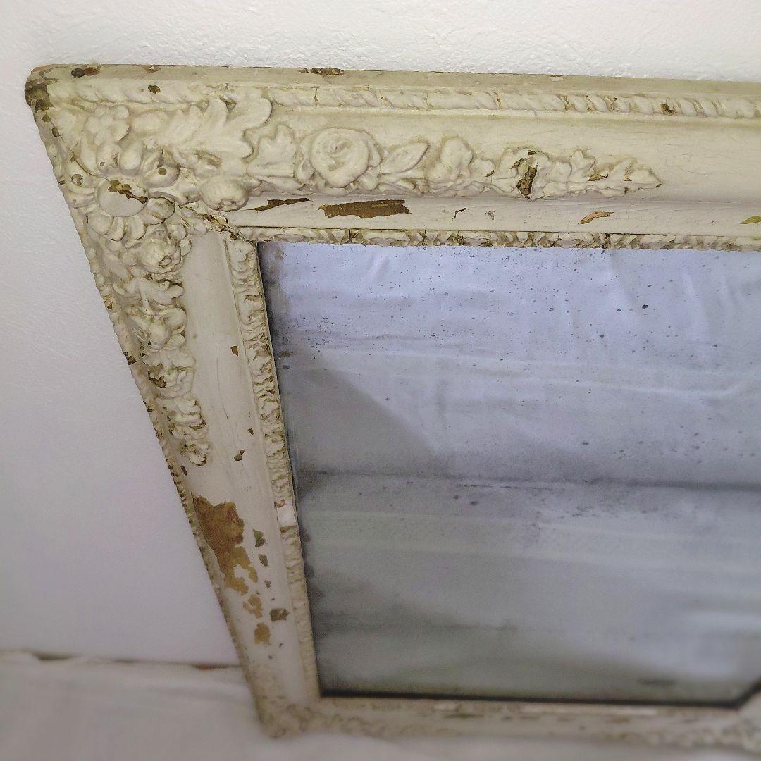 売り尽くし！フランスアンティークミラー 花模様付き