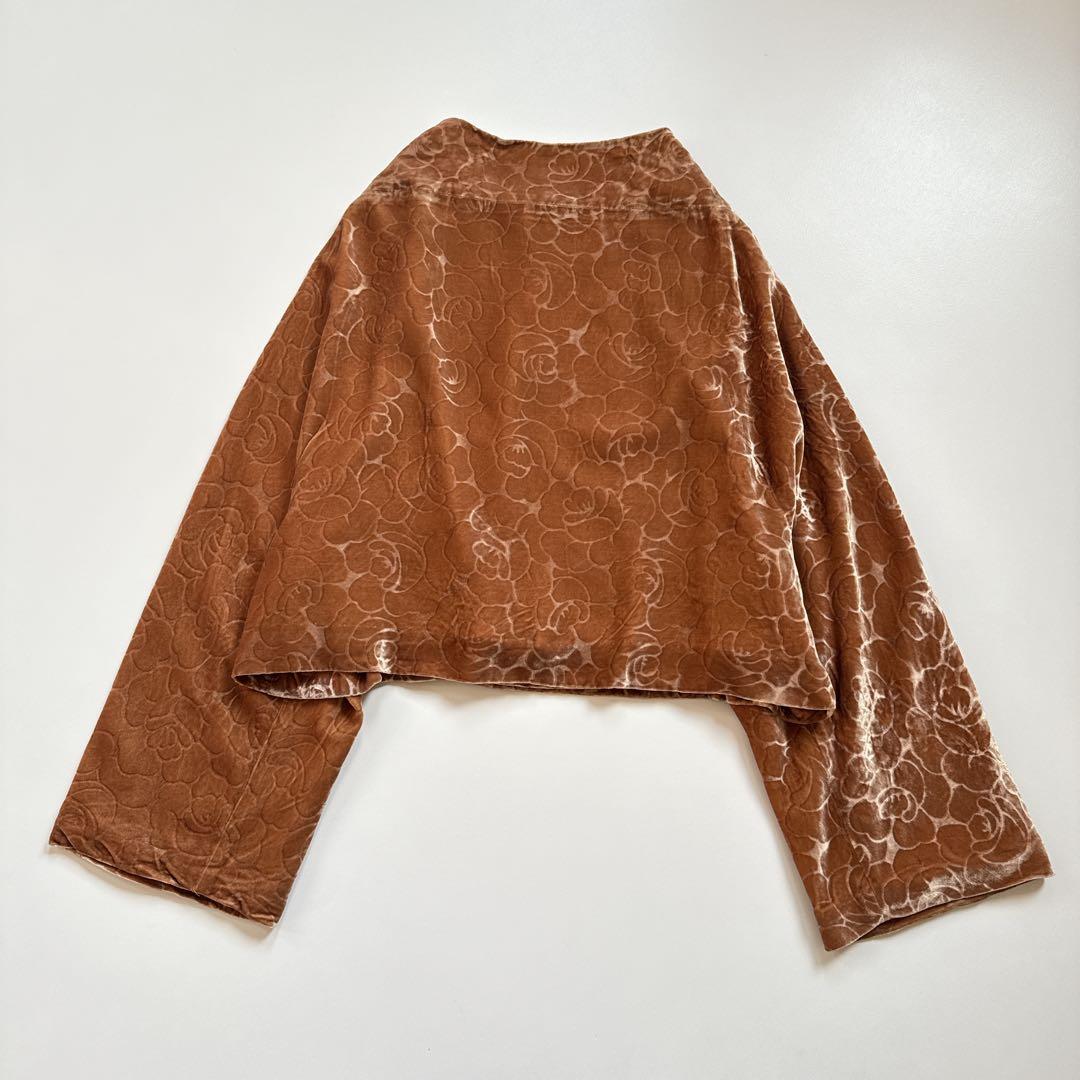 希少✨96AW コムデギャルソン ローズ柄 ベロア ノーカラージャケット