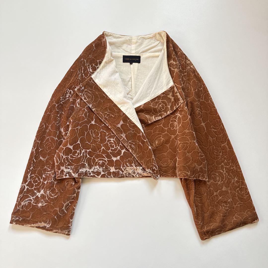希少✨96AW コムデギャルソン ローズ柄 ベロア ノーカラージャケット