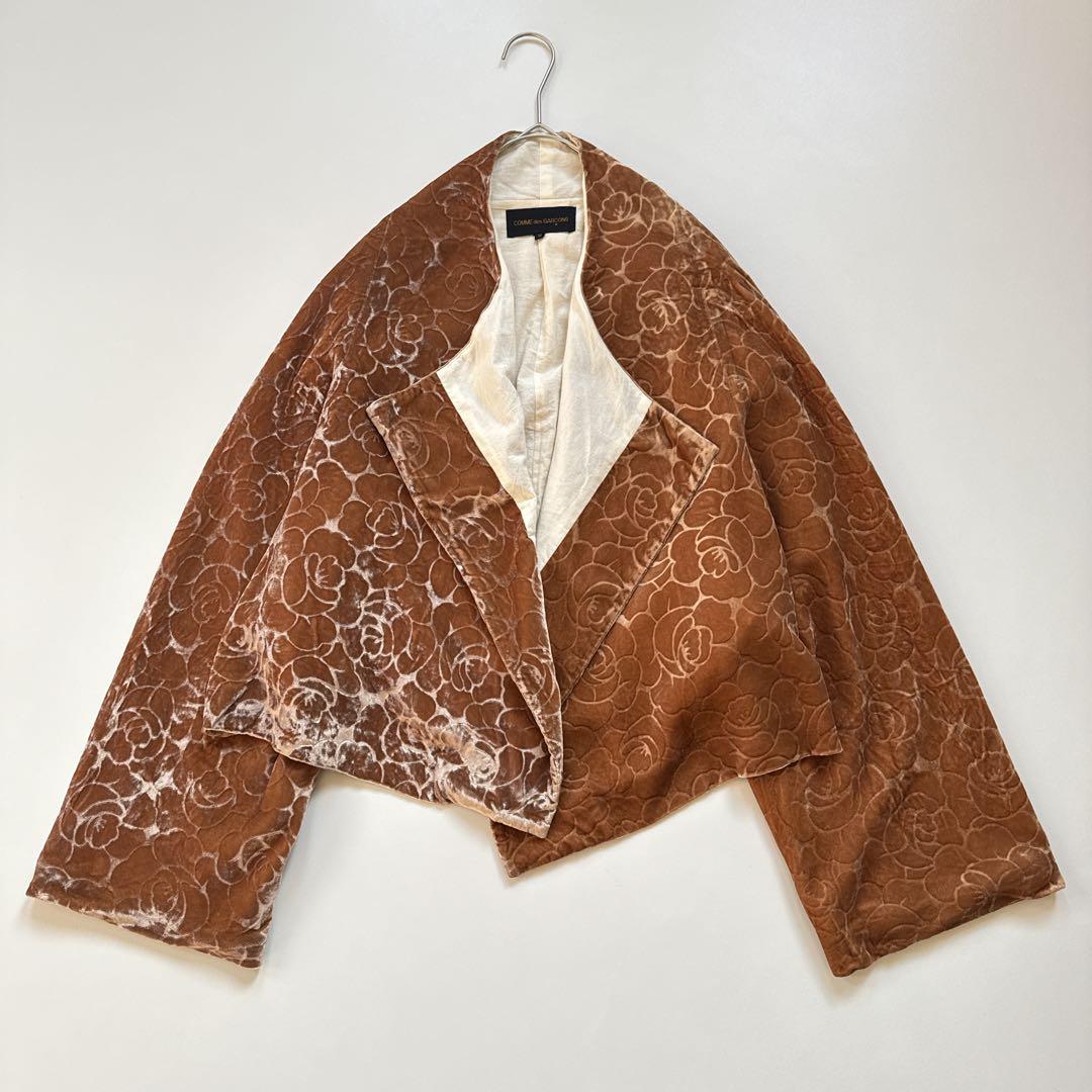 希少✨96AW コムデギャルソン ローズ柄 ベロア ノーカラージャケット