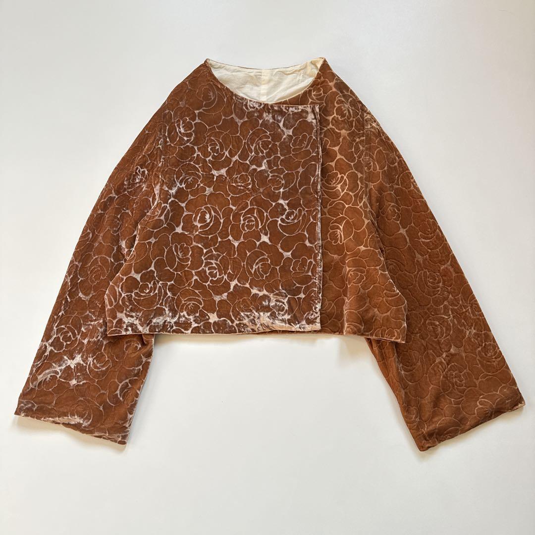 希少✨96AW コムデギャルソン ローズ柄 ベロア ノーカラージャケット
