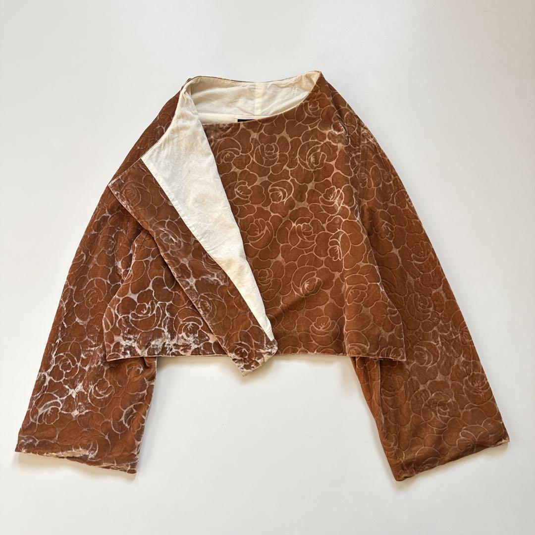 希少✨96AW コムデギャルソン ローズ柄 ベロア ノーカラージャケット