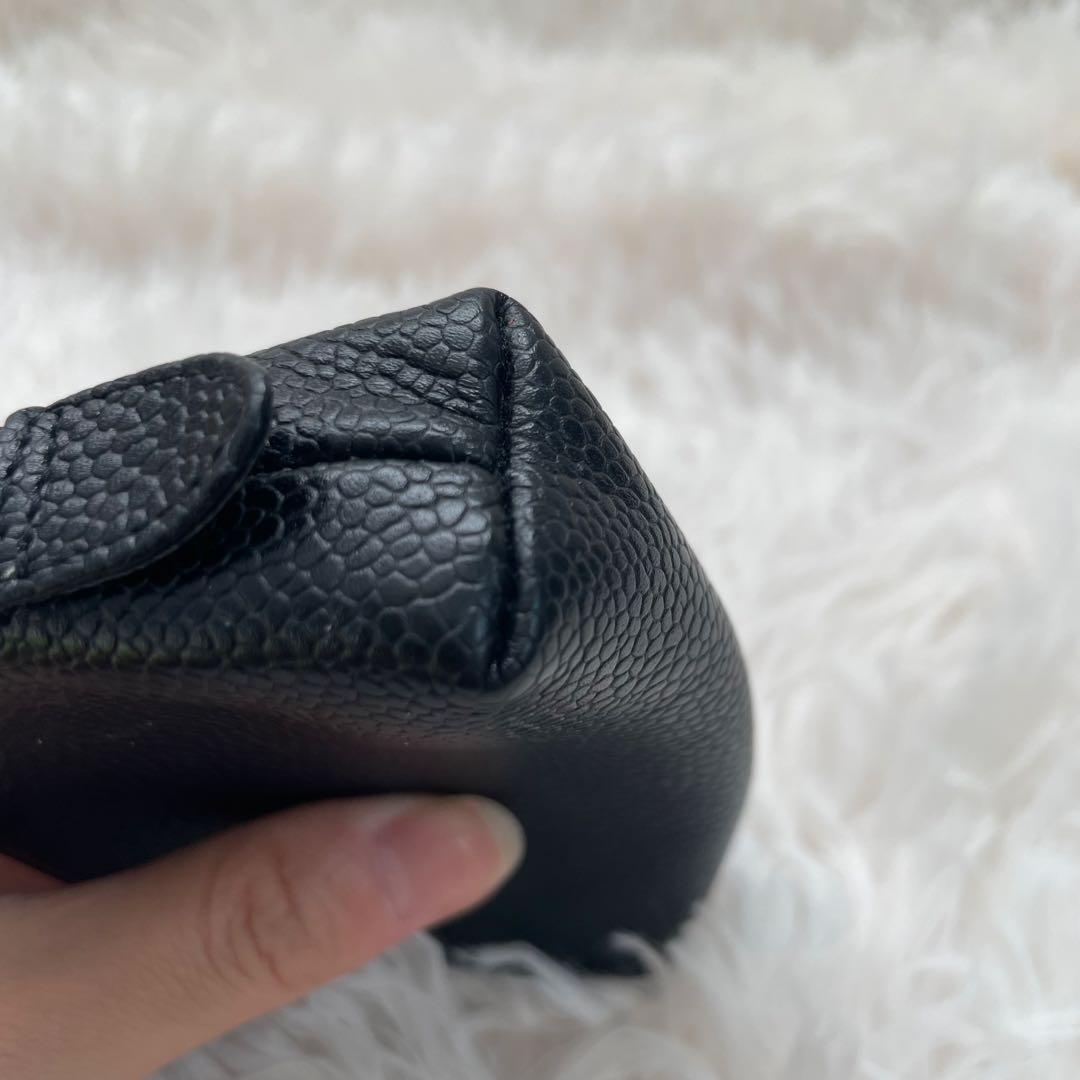 【凛】CHANEL ココマーク キャビアスキン レザー ポーチケース