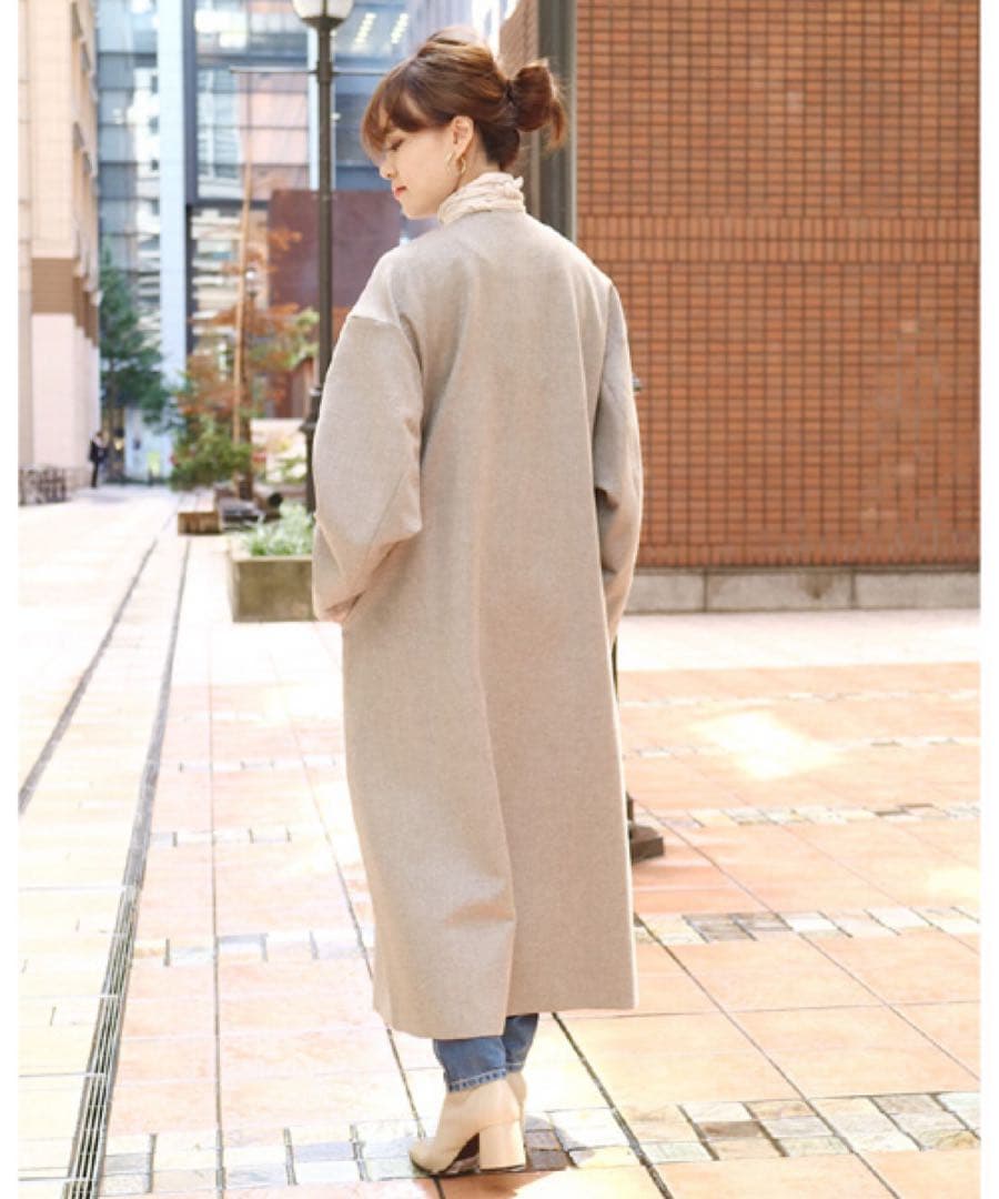 HYKE(ハイク) PARIGOT別注 COLLARLESS WOOL COAT