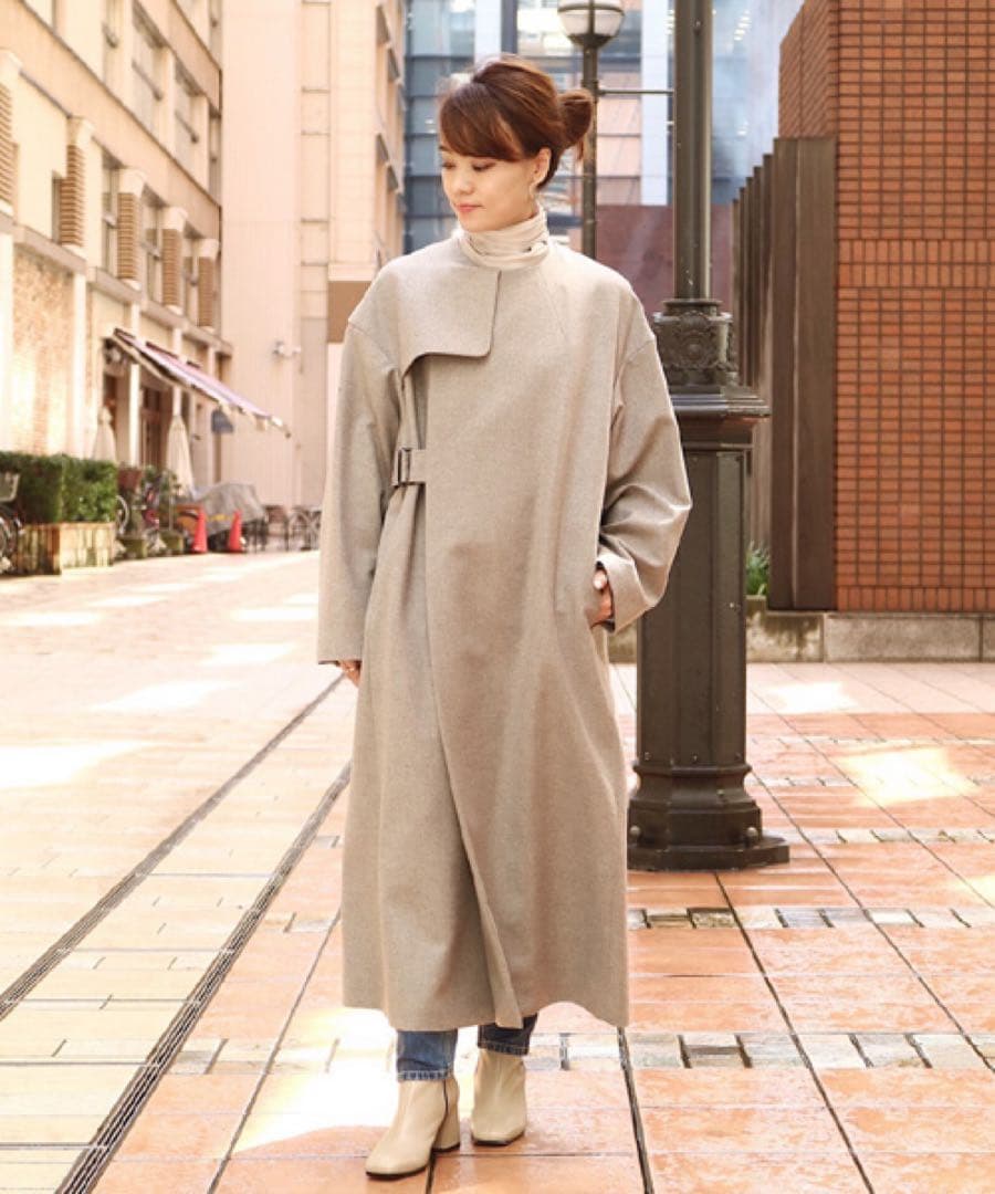 HYKE(ハイク) PARIGOT別注 COLLARLESS WOOL COAT