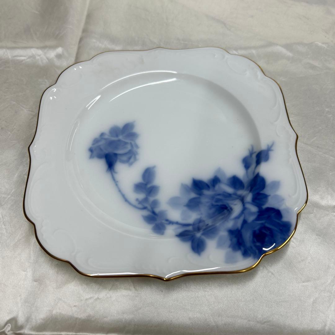 大倉陶園　手描き　ブルーローズ　皿