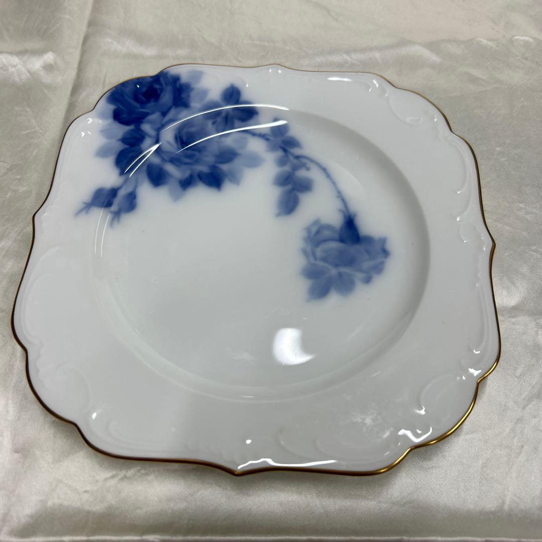 大倉陶園　手描き　ブルーローズ　皿