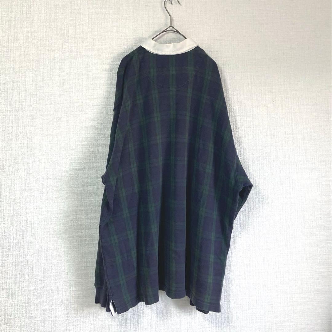 90s ラルフローレン　ポロベア　ラガーシャツ　ポロシャツ　刺繍　チェック柄古着