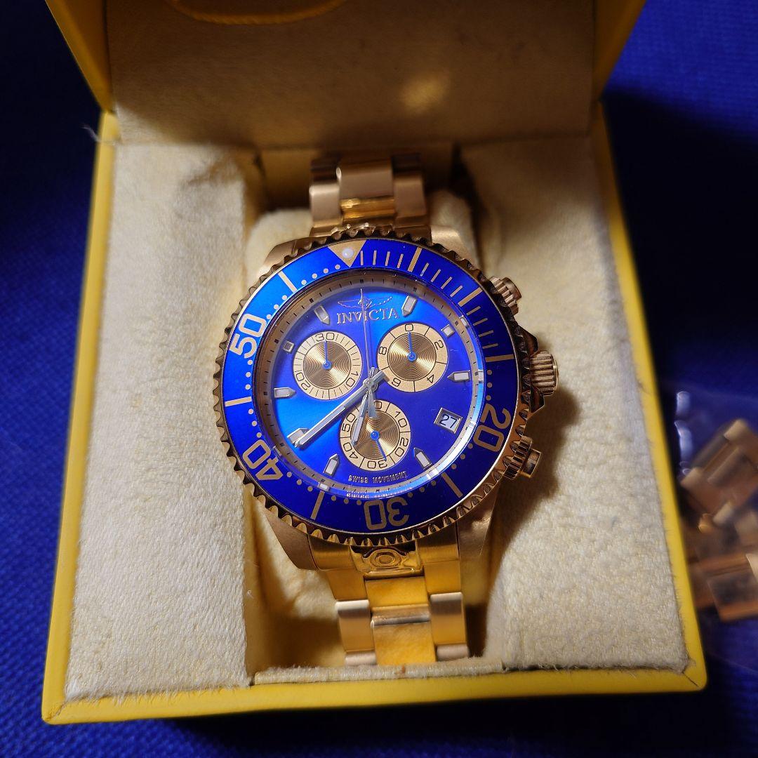 INVICTA クロノグラフ 腕時計 ゴールド/ブルー
