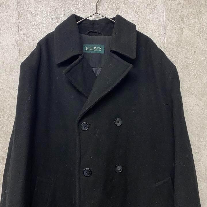 【レアXL☆EURO輸入】ラルフローレン ウールジャケット Pコート ブラック