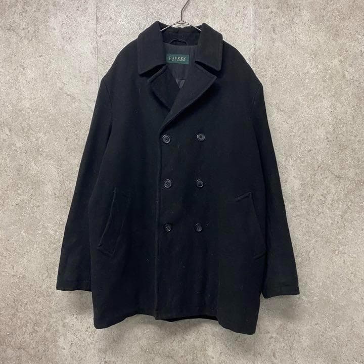 【レアXL☆EURO輸入】ラルフローレン ウールジャケット Pコート ブラック