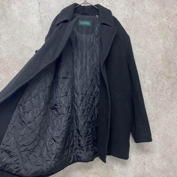 【レアXL☆EURO輸入】ラルフローレン ウールジャケット Pコート ブラック