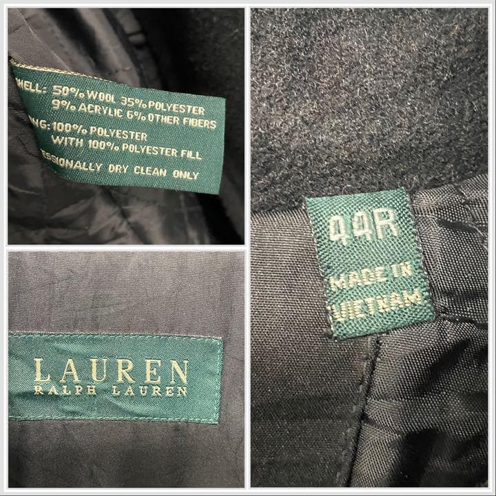 【レアXL☆EURO輸入】ラルフローレン ウールジャケット Pコート ブラック