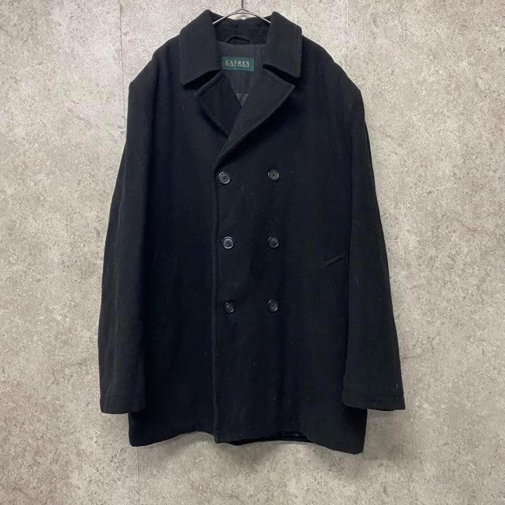 【レアXL☆EURO輸入】ラルフローレン ウールジャケット Pコート ブラック