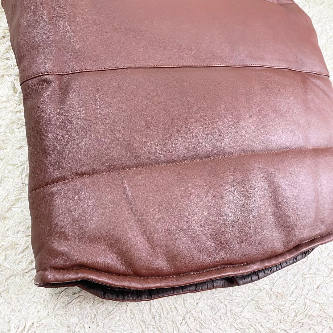 美品 希少 ショット ダウンベスト ラムレザー リバーシブル 本革 ブラウン M