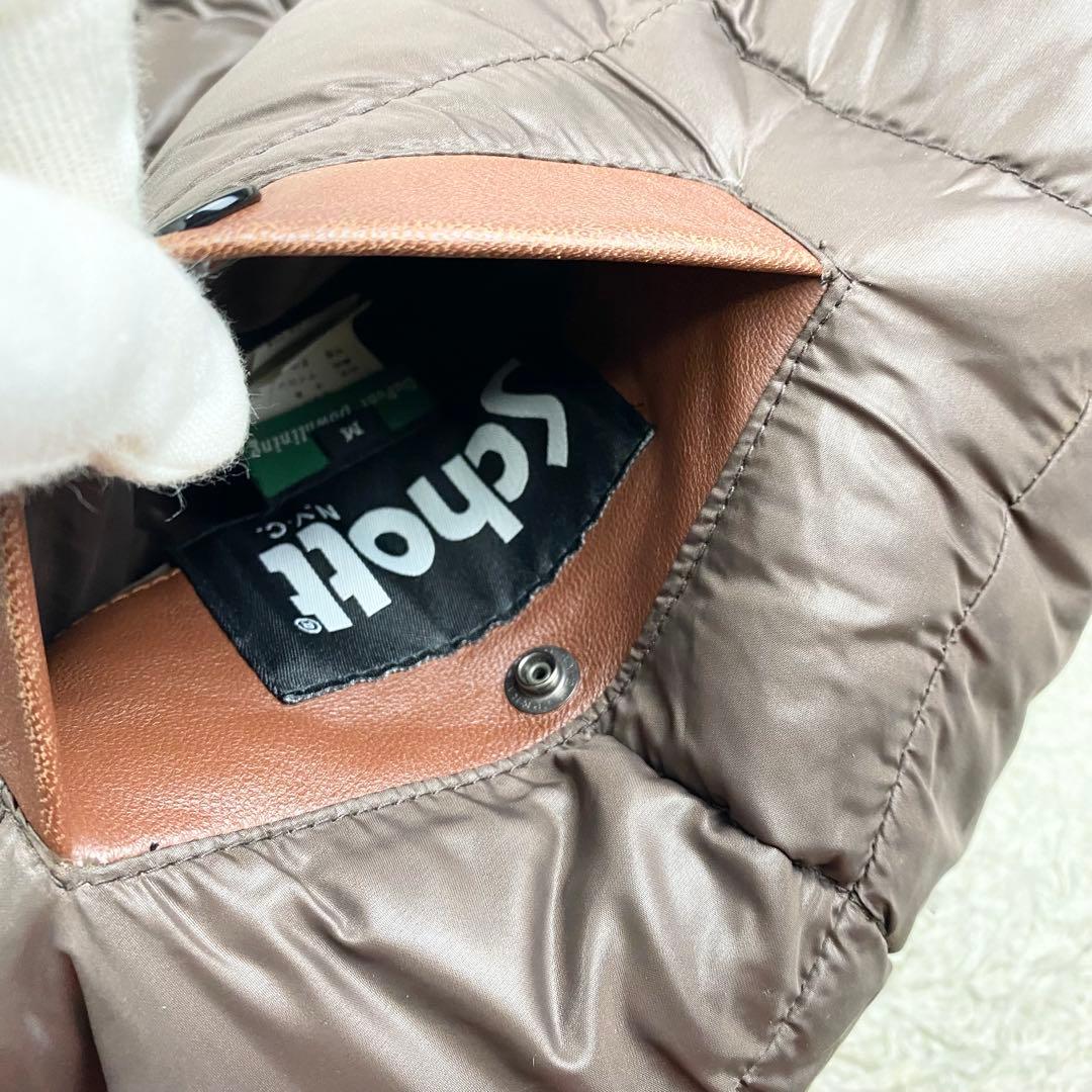 美品 希少 ショット ダウンベスト ラムレザー リバーシブル 本革 ブラウン M